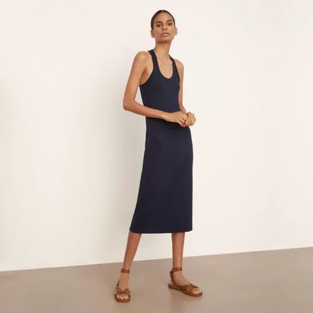 Vince Navy Racerback Dress in Coastal Size
